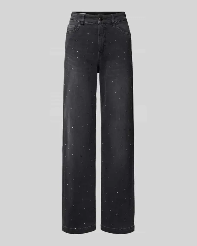 Marc Cain Straight Fit Jeans aus Baumwoll-Mix mit Allover-Strasssteinbesatz Black