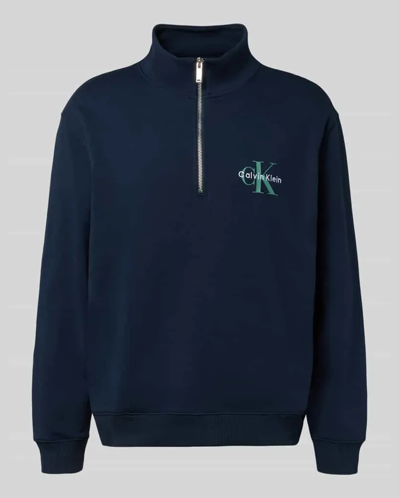 Calvin Klein Regular Fit Sweatshirt mit Logo-Stitching Modell 'Terry Marine