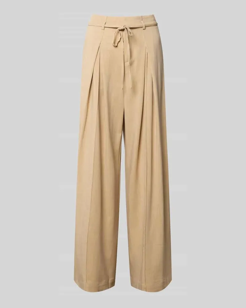 Suncoo Wide Leg Stoffhose mit Bindegürtel Modell 'JEFF Beige