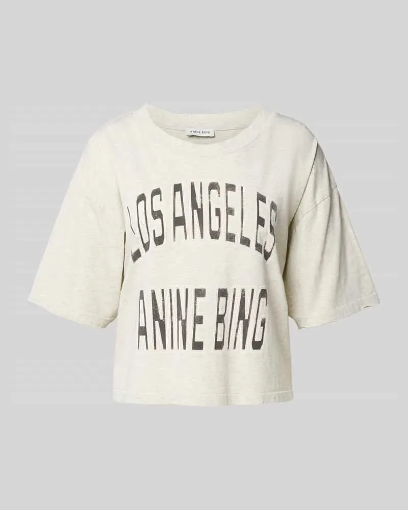 Anine Bing Oversized T-Shirt mit Logo-Print Hellgrau