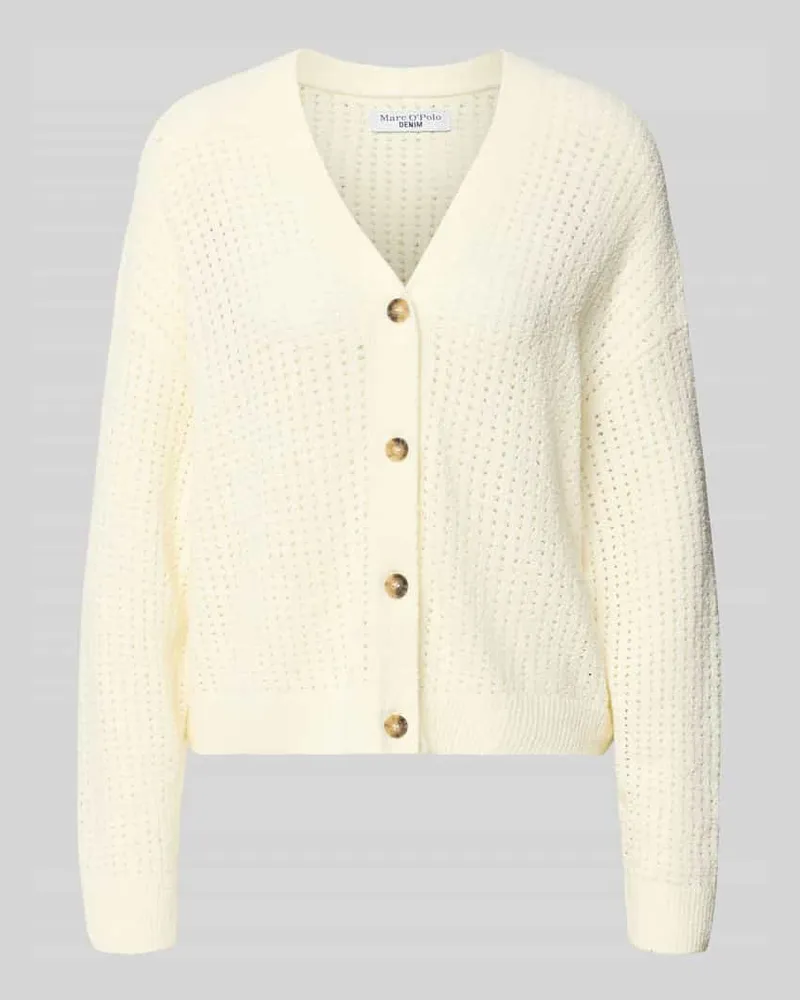 Marc O'Polo Relaxed Fit Strickjacke aus Baumwoll-Mix Offwhite