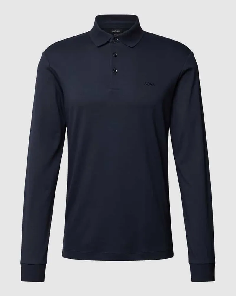 HUGO BOSS Poloshirt mit Label-Schriftzug Dunkelblau