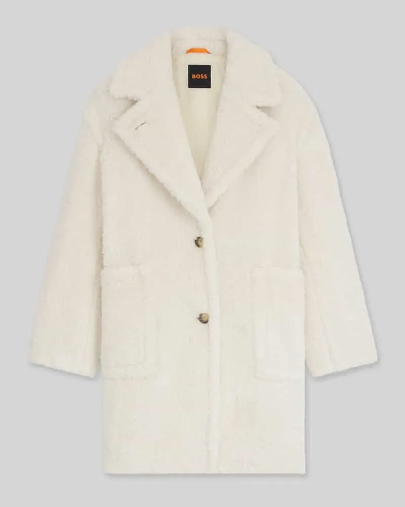 HUGO BOSS Regular Fit Teddy-Mantel mit großen Taschen Modell 'CATEDY Weiss