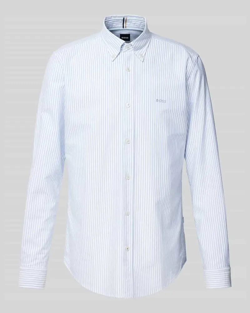HUGO BOSS Slim Fit Freizeithemd mit Button-Down-Kragen Modell 'Roan Hellblau