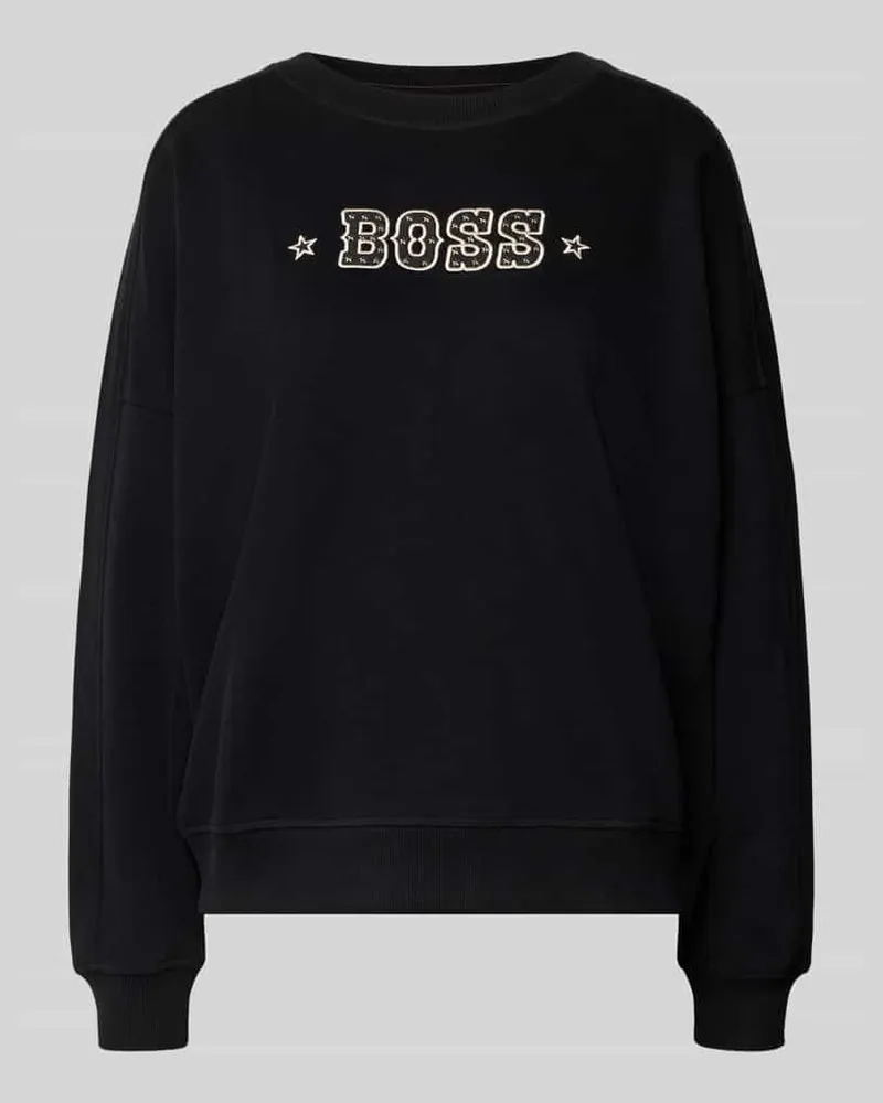 HUGO BOSS Relaxed Fit Sweatshirt aus Baumwoll-Mix Modell 'ELAND Black
