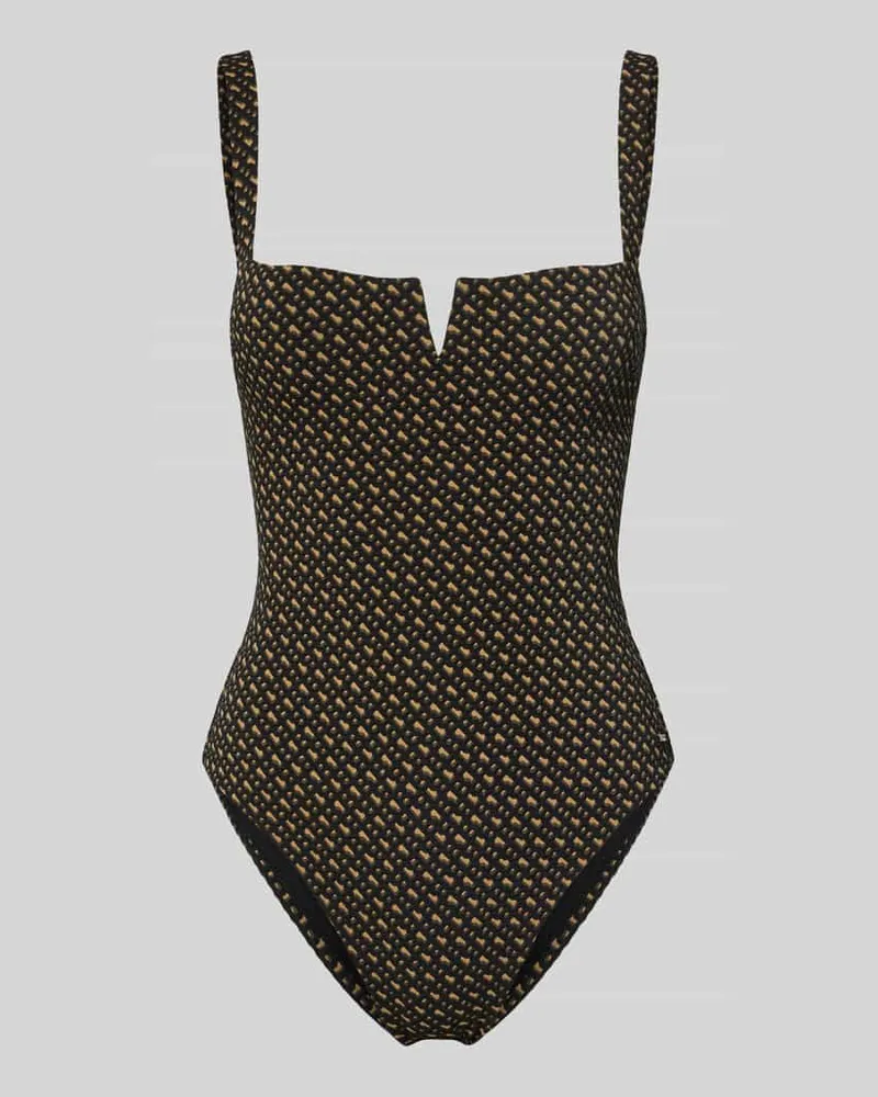 HUGO BOSS Badeanzug mit Allover-Muster Modell 'B MONOGRAM Mittelbraun