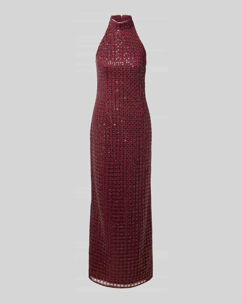 ROTATE Birger Christensen Abendkleid mit Paillettenbesatz Bordeaux