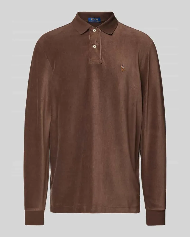 Ralph Lauren Poloshirt mit Label-Stitching Dunkelbraun