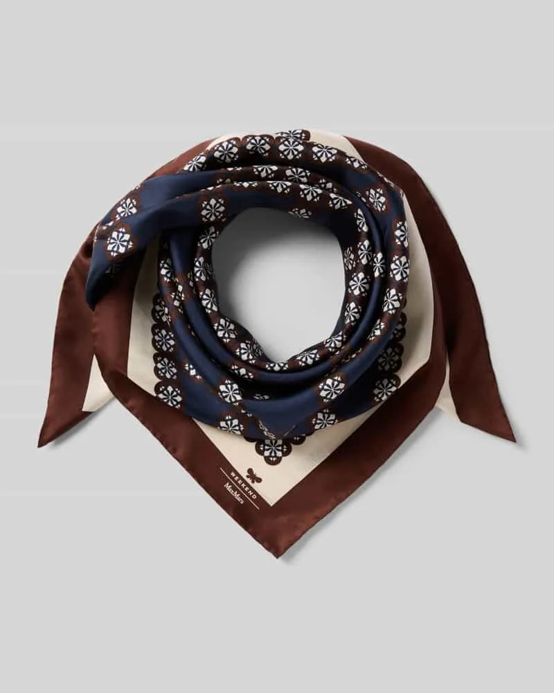 Max Mara Seidentuch mit Allover-Muster Modell 'ONESTO Marine