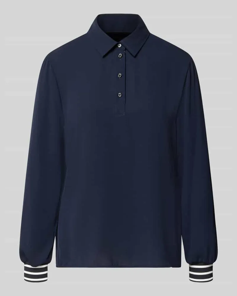 Marc Cain Regular Fit Poloshirt mit elastischen Ärmelabschlüssen Marine