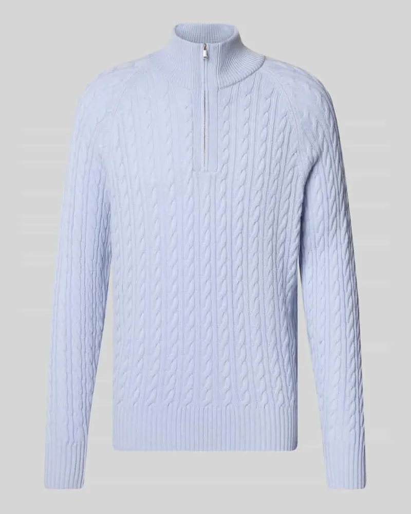 HUGO BOSS Pullover aus Wolle mit Reißverschluss Hellblau
