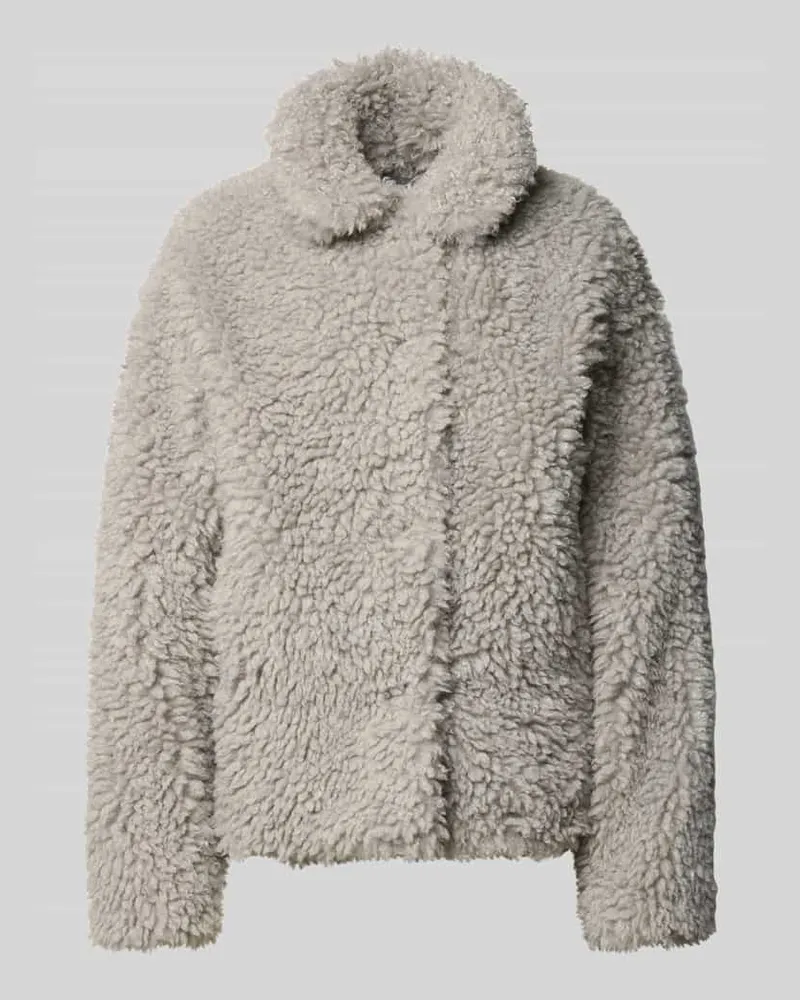 AMBER & JUNE Jacke mit Teddyfell Hellgrau