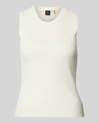 HUGO BOSS Stricktop mit Rundhalsausschnitt Modell 'Fetullina Offwhite