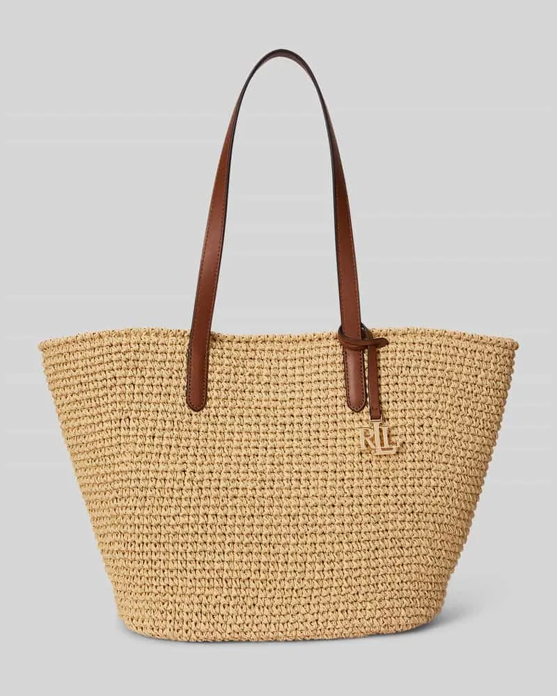 Ralph Lauren Shopper aus Stroh mit Logo-Applikation Beige