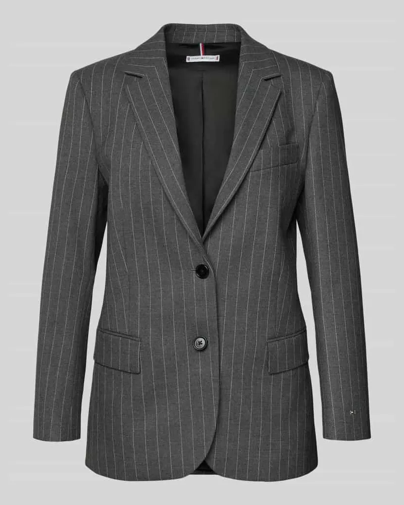Tommy Hilfiger Relaxed Fit Kurzblazer mit Viskose-Anteil Hellgrau
