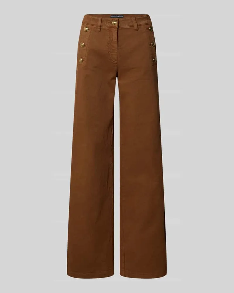 Luisa Cerano Jeans mit Knöpfen und Gesäßtaschen Camel