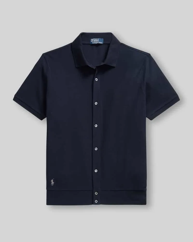 Ralph Lauren Regular Fit Poloshirt mit durchgehender Knopfleiste aus reiner Baumwolle Marine