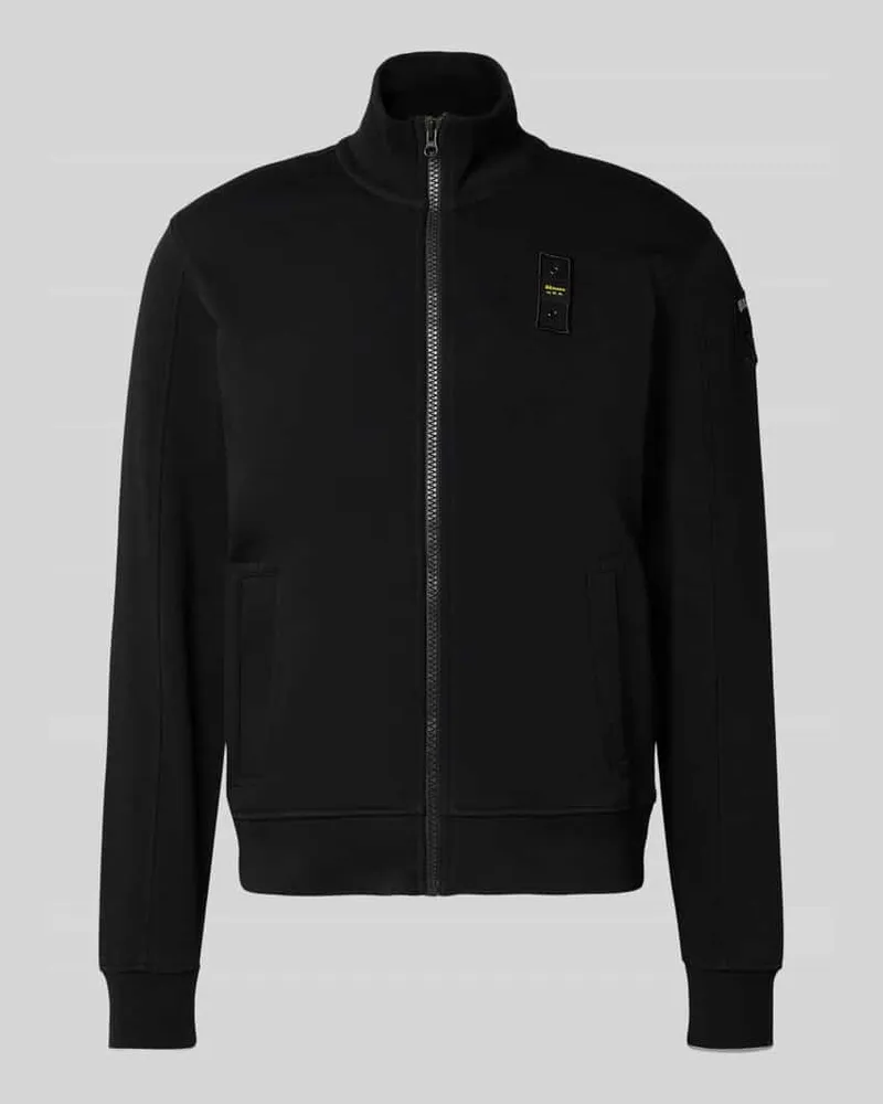Blauer Sweatjacke mit Stehkragen und Label-Stitching Modell 'CITY Black