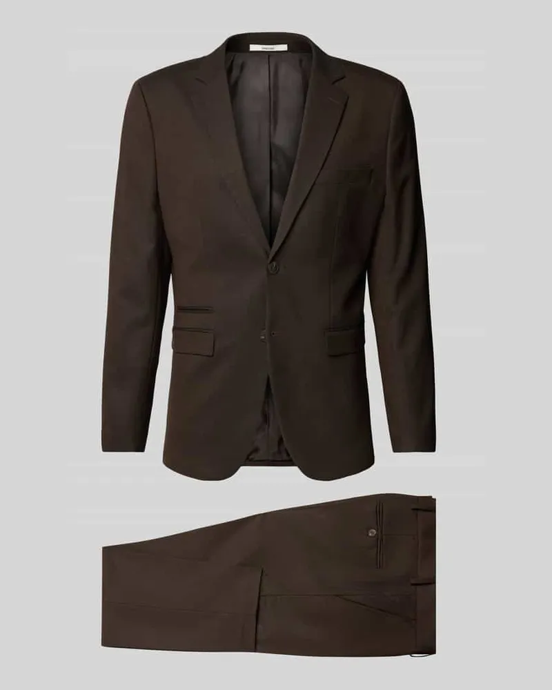 Selected Homme Slim Fit Anzug mit Woll-Anteil Modell 'NEIL Dunkelbraun