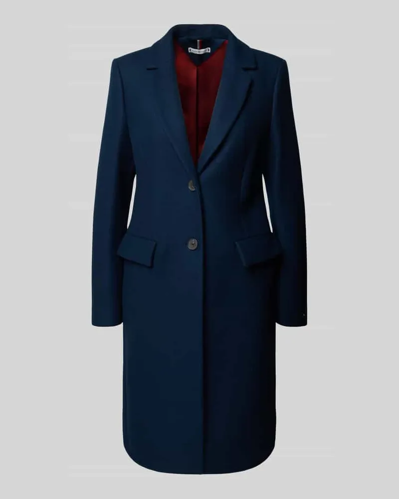 Tommy Hilfiger Regular Fit Mantel aus Woll-Mix mit Kaschmir-Anteil Marine