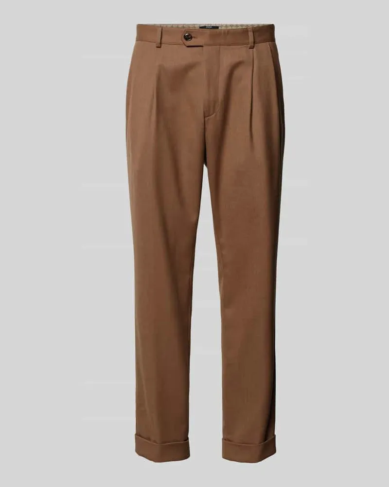 JOOP! Regular Fit Bundfaltenhose mit Eingrifftaschen Camel