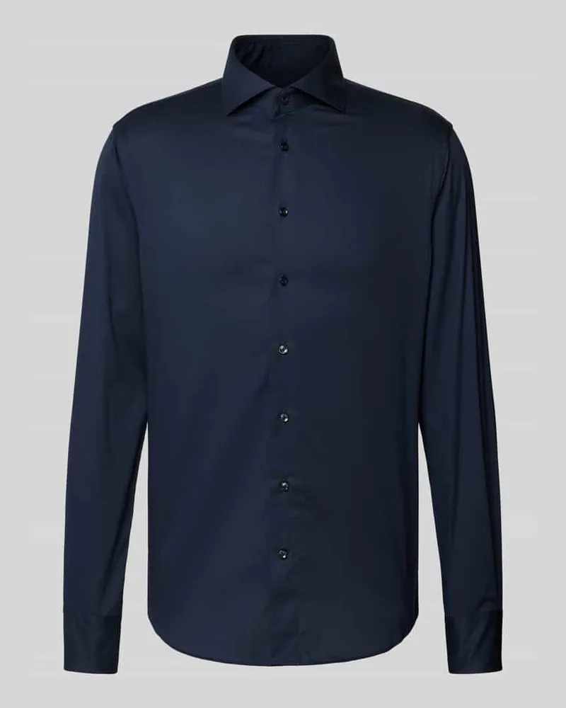 Profuomo Slim Fit Business-Hemd mit Haifischkragen Bleu