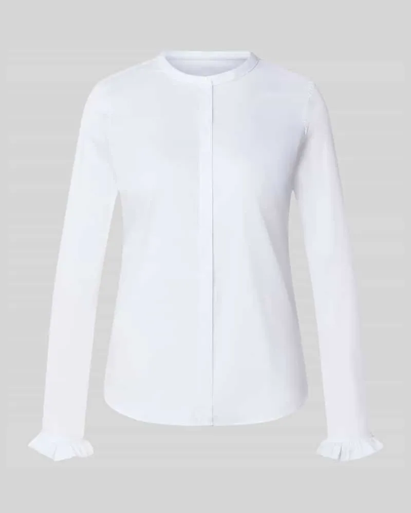 Mos Mosh Bluse mit Mao-Kragen und Rüschenärmeln Modell 'Mattie Weiss
