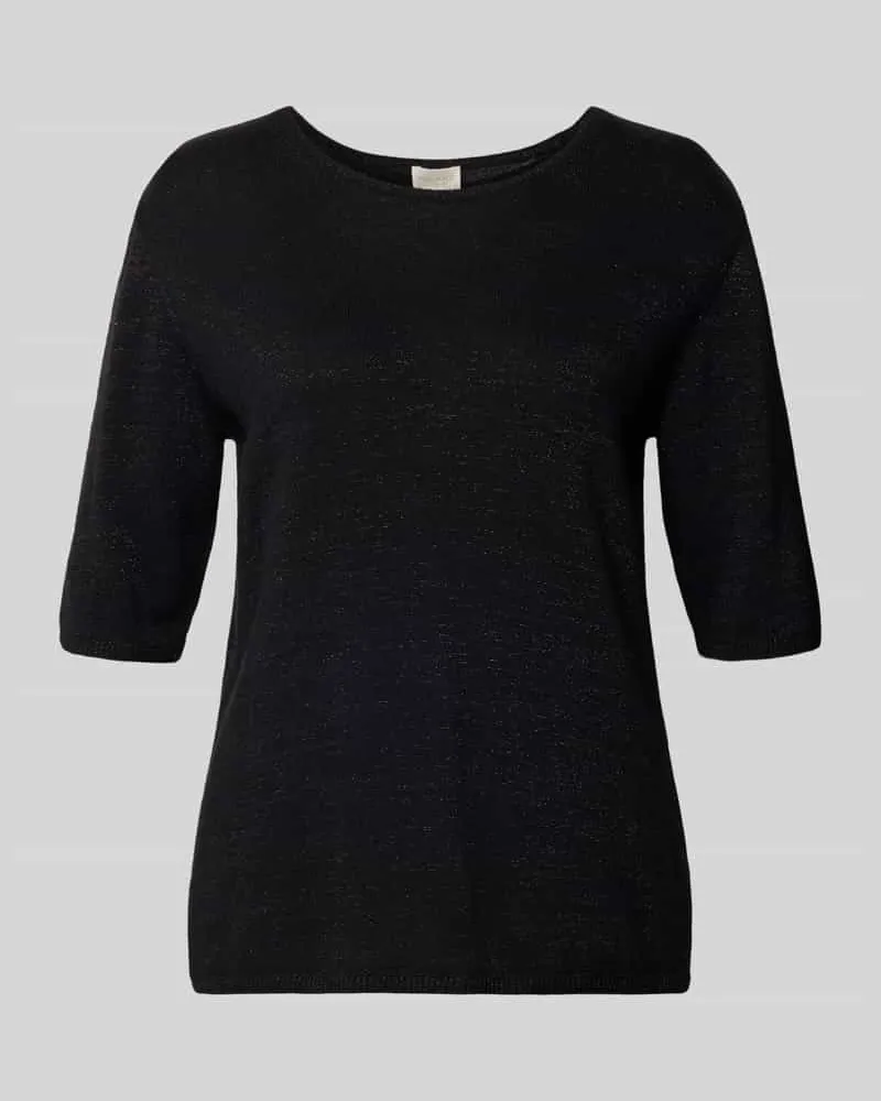 Milano Italy Strickshirt aus Woll-Mix mit Rundhalsausschnitt Black