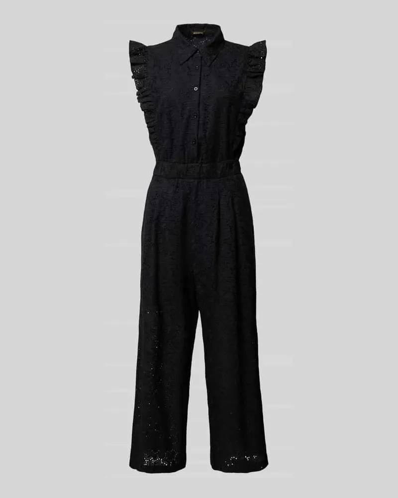 More & More Jumpsuit mit Lochstickerei Black