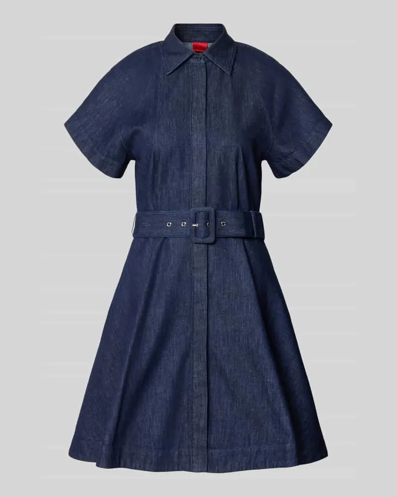 HUGO BOSS Tailliertes Freizeitkleid aus reiner Baumwolle Modell 'KASTINA Dunkelblau