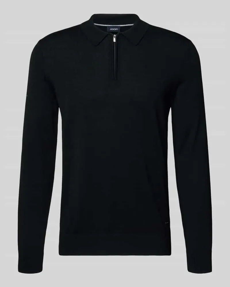 JOOP! Strickpullover aus Schurwolle mit Polokragen Modell 'Dondor Black