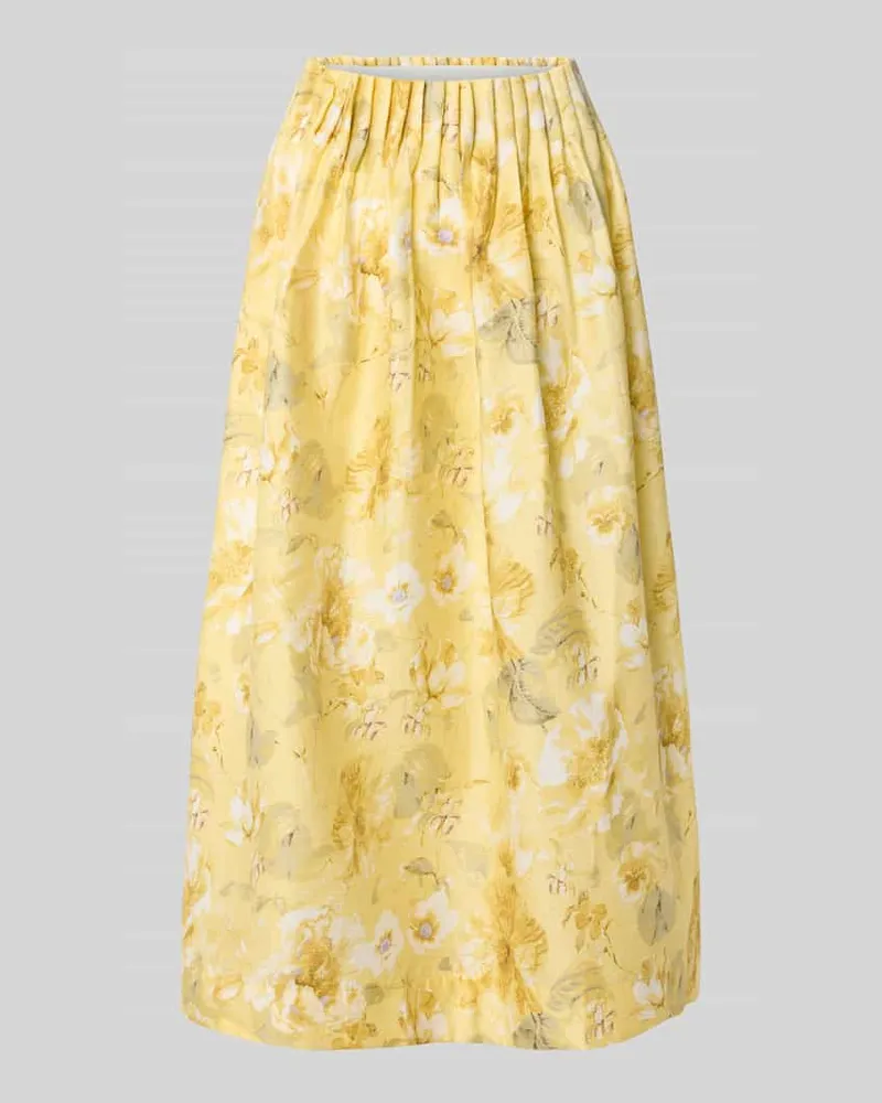 Y.A.S High Waist Midirock aus Lyocell-Mix Modell 'LEMON Gelb