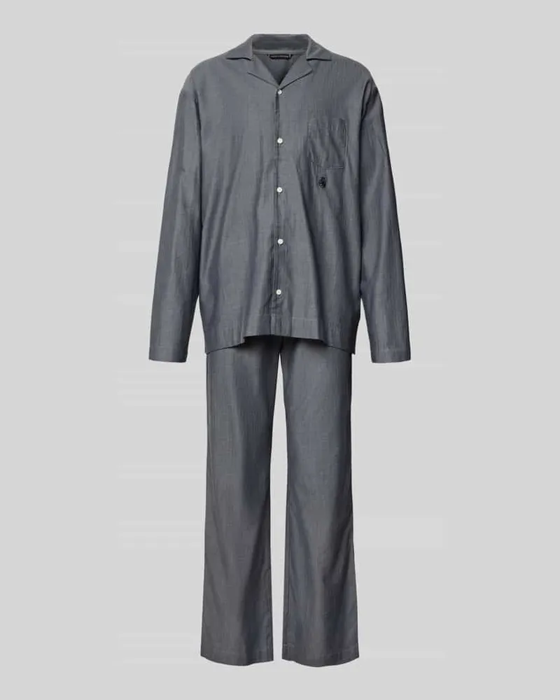 Tommy Hilfiger Relaxed Fit Pyjama aus reiner Baumwolle Modell 'HERRINGBONE Graphit