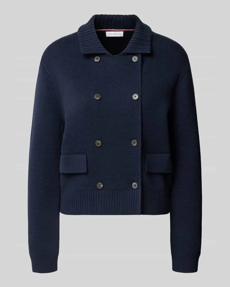 Tommy Hilfiger Regular Fit Strickjacke aus reiner Baumwolle Marine