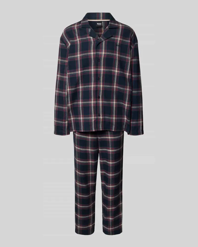 HUGO BOSS Regular Fit Pyjama aus Baumwoll-Mix Modell 'HOLIDAY Dunkelblau
