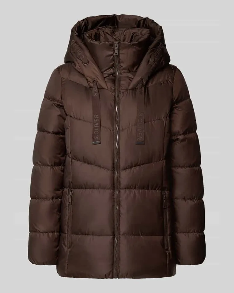 S.Oliver Regular Fit Steppjacke mit Kapuze Dunkelbraun