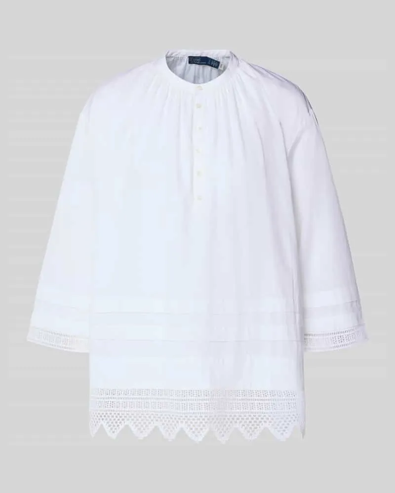 Ralph Lauren Oversized Bluse mit Lochspitze Weiss