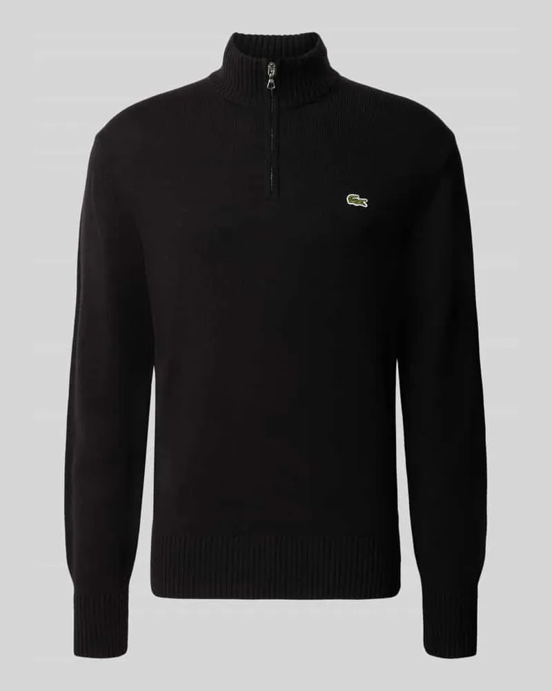 Lacoste Classic Fit Troyer aus reiner Wolle Black