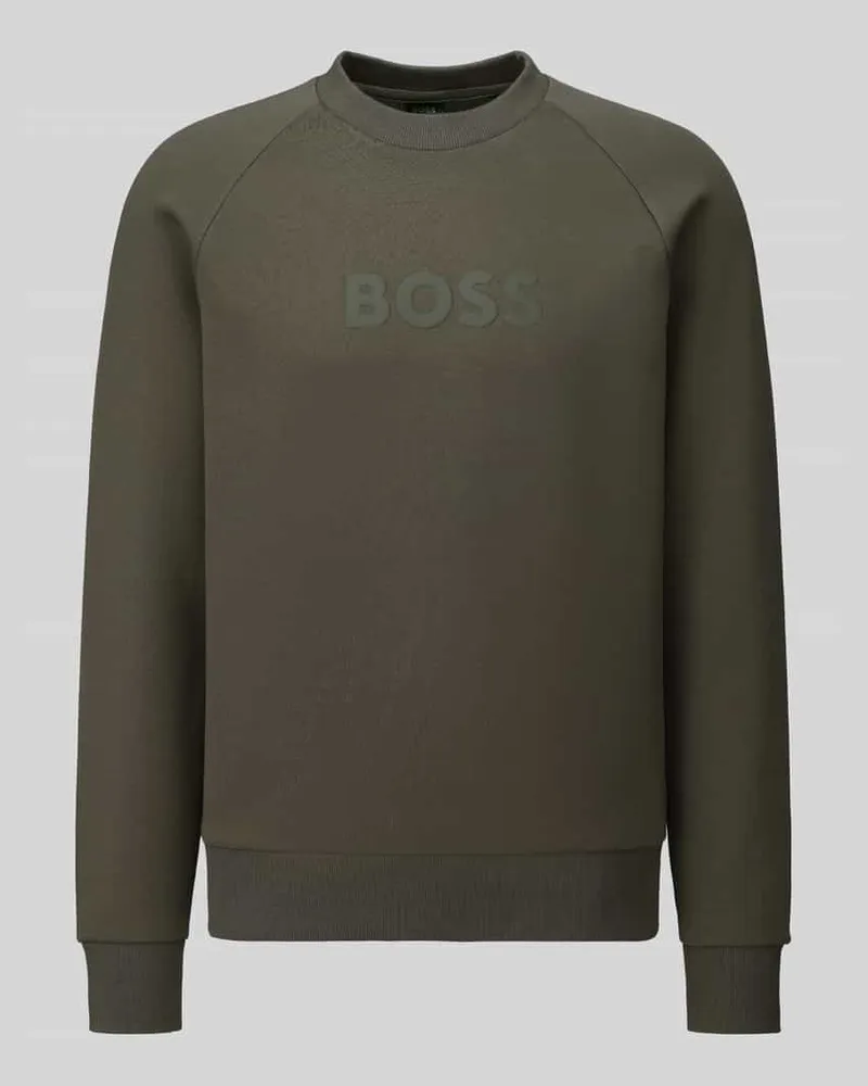 HUGO BOSS Sweatshirt mit tonalem Logo-Schriftzug Modell 'Salbo Dunkelgruen