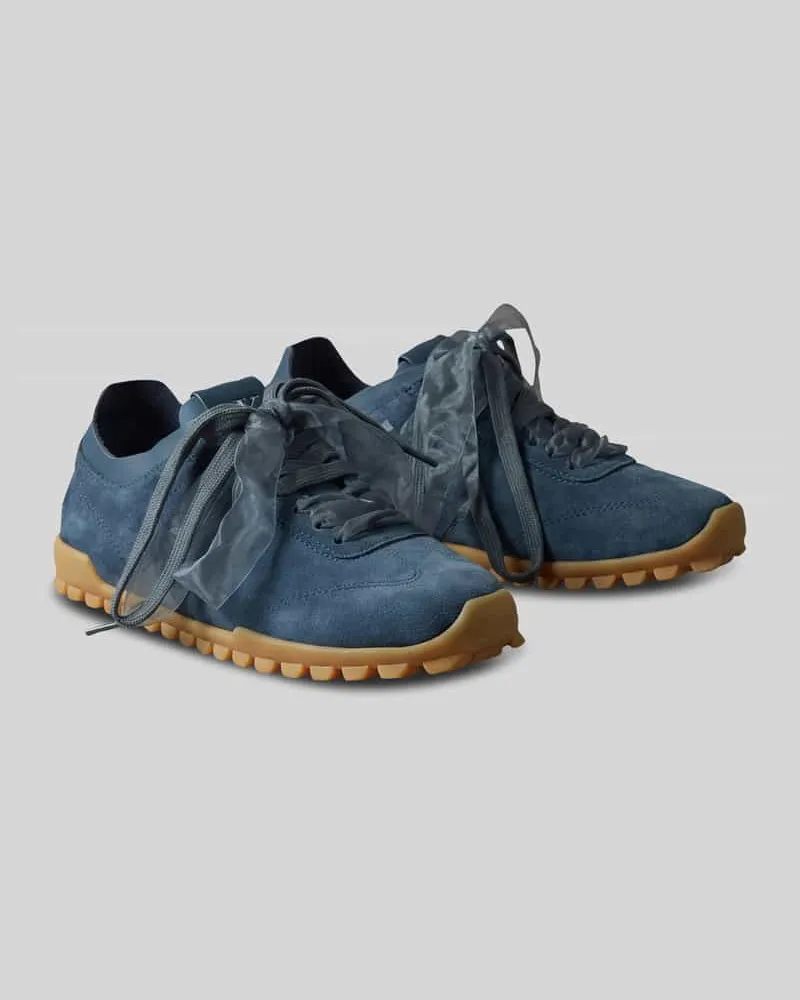 Calvin Klein Sneaker aus Veloursleder mit zwei Schnürsenkeln Dunkelblau