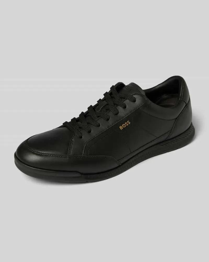 HUGO BOSS Low Top Sneaker aus echtem Rindsleder Modell 'NITAN Black
