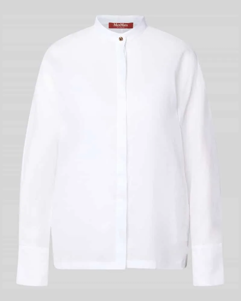Max Mara Loose Fit Langarmbluse aus reinem Ramie Modell 'BALDI Weiss
