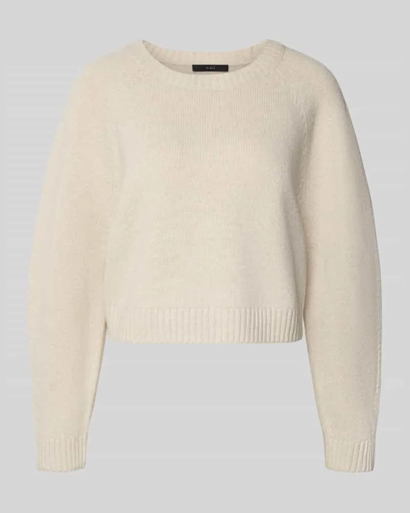 Oui  Strickpullover aus Woll-Mix mit Rundhalsausschnitt Offwhite