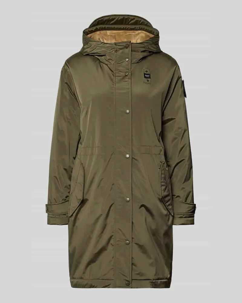 Blauer Regular Fit Parka mit Teddyfellbesatz Modell 'Payne Oliv