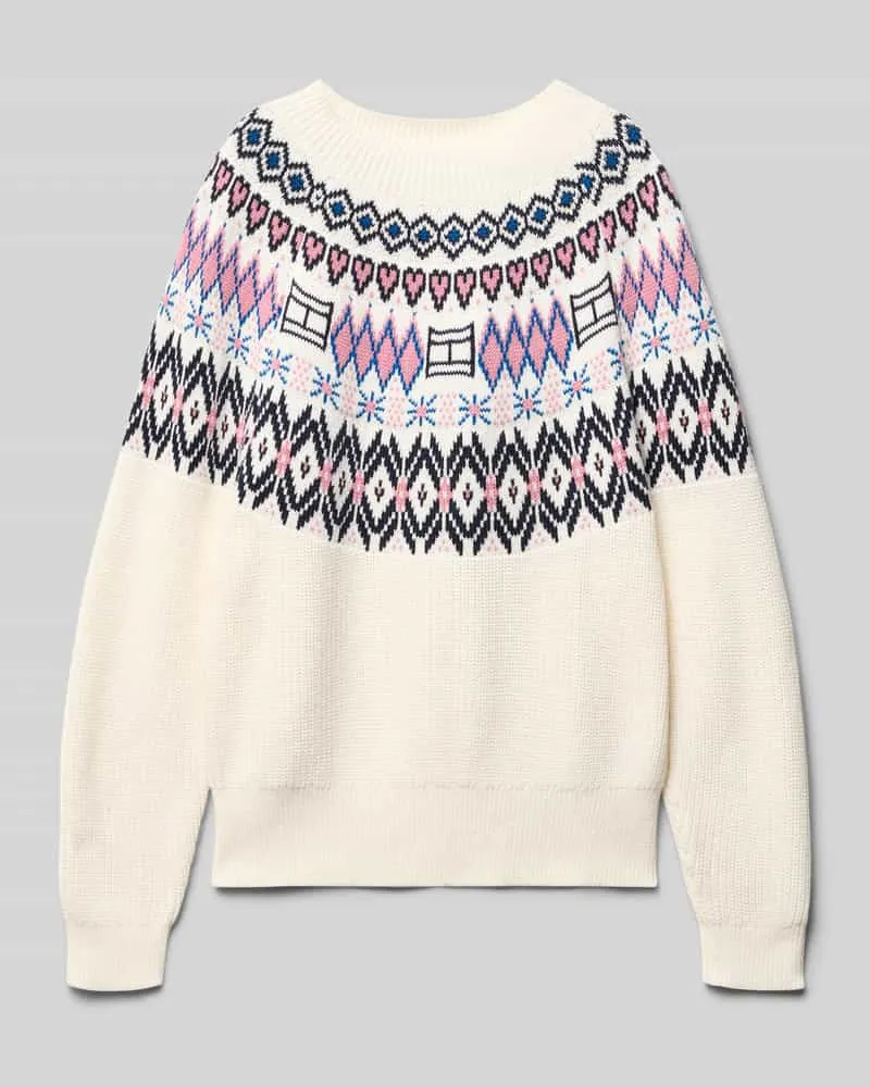 Tommy Hilfiger Regular Fit Strickpullover aus reiner Baumwolle Ecru