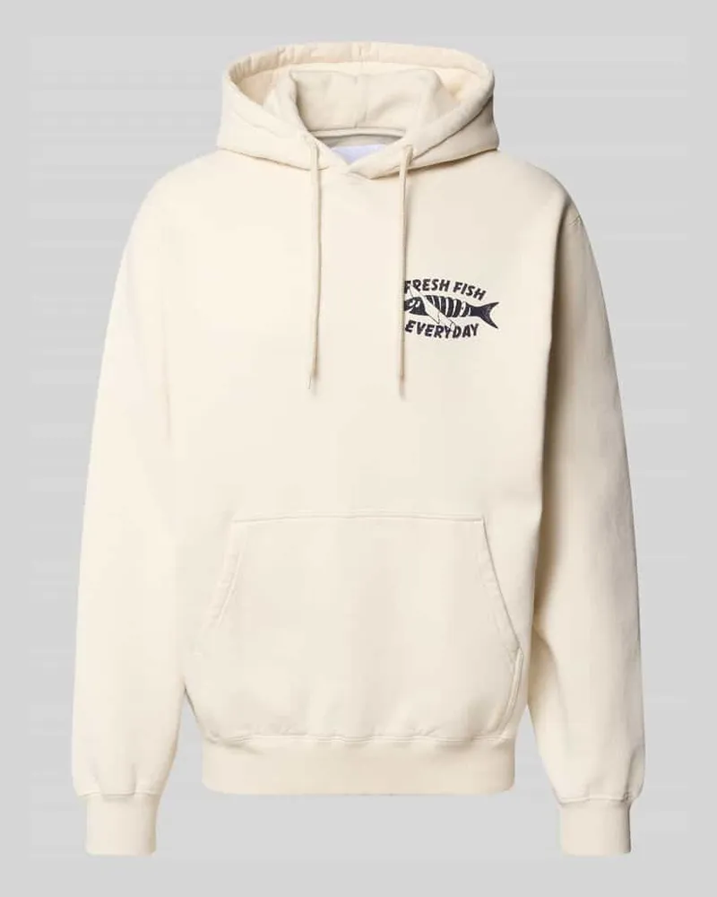 Edwin Jeans Hoodie mit Statement-Print Modell 'MONSIEUR SAKANA Ecru