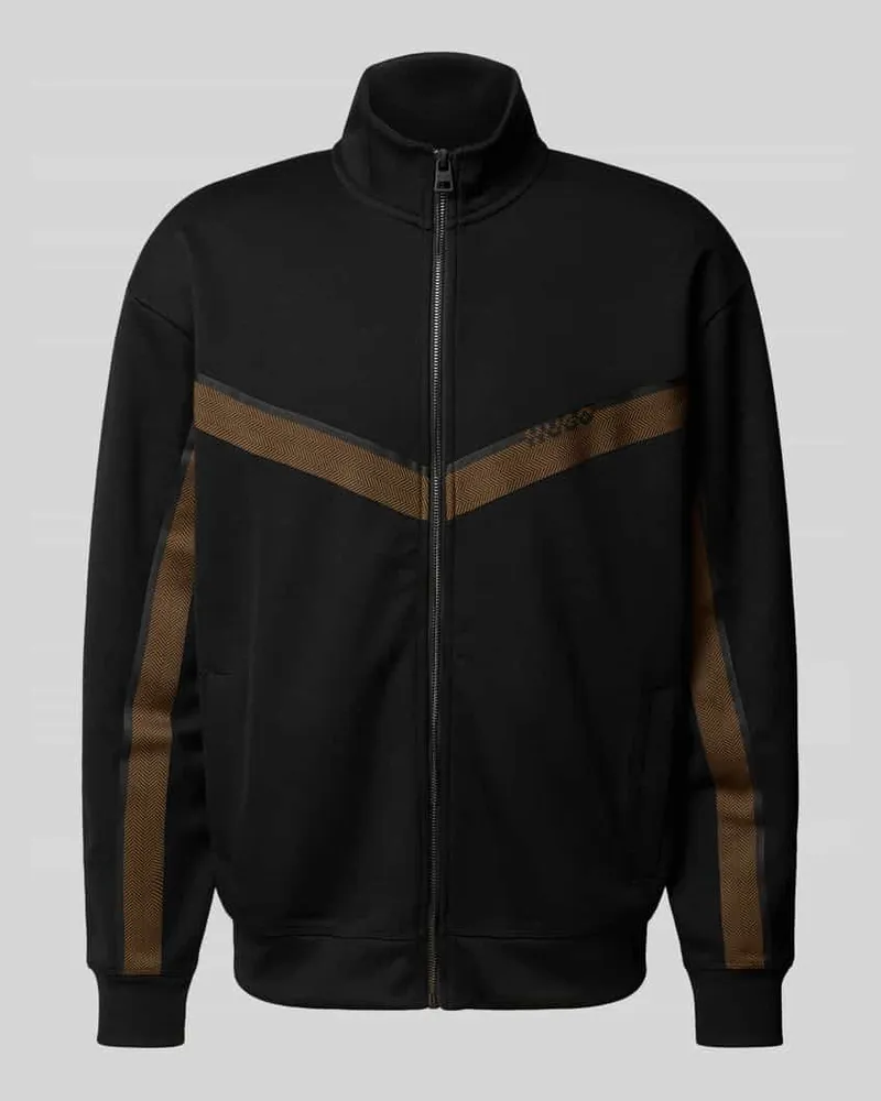 HUGO BOSS Regular Fit Sweatjacke aus Baumwoll-Mix Modell 'DINGMOOR Black