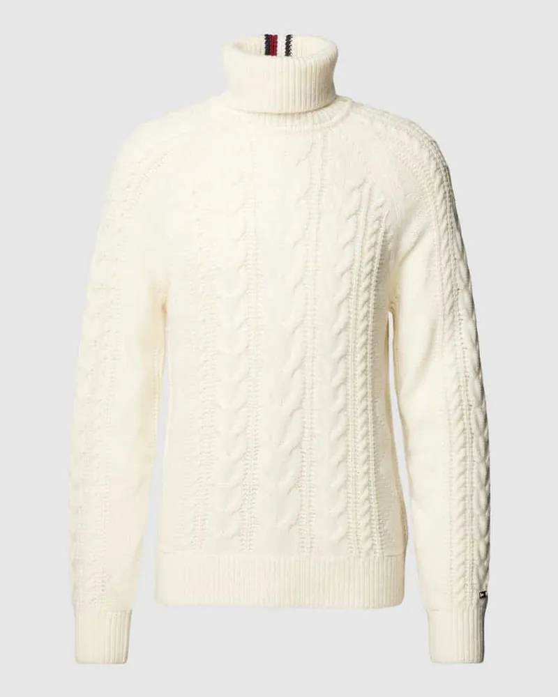 Tommy Hilfiger Rollkragenpullover mit Zopfmuster Ecru