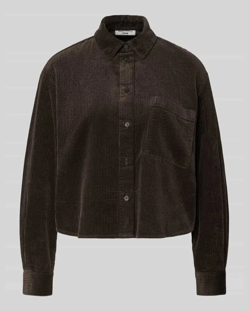 Marc O'Polo Relaxed Fit Hemdbluse aus reiner Baumwolle Dunkelbraun