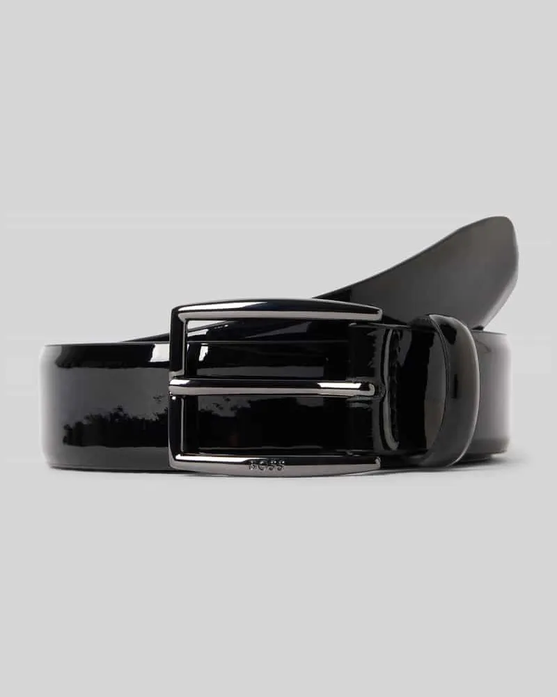 HUGO BOSS Gürtel aus Rindsnappa mit Lackoptik Black